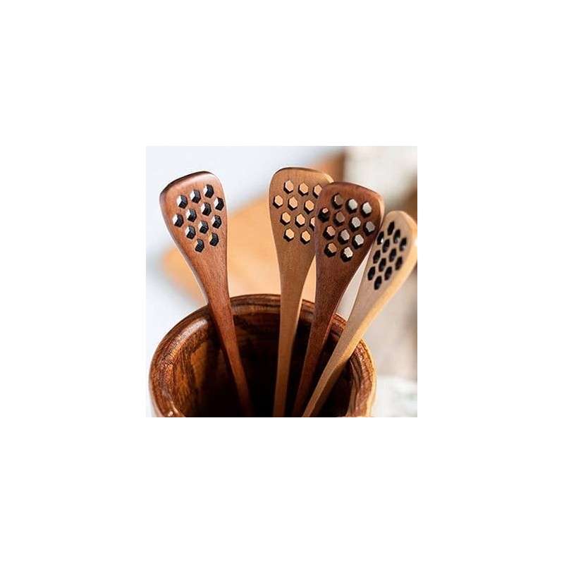 Brown Wooden Honey Dippers, Handmade Spoon Stirrer, Long Handle Honey