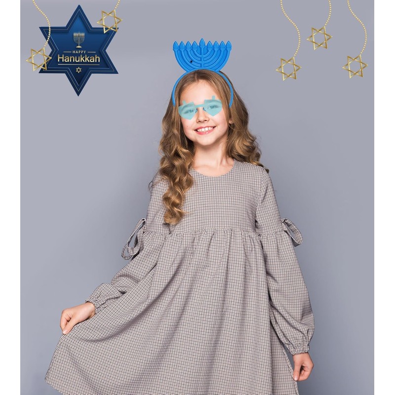 The Dreidel Company Hanukkah Menorah Headband, Light Up Flashing, Glow