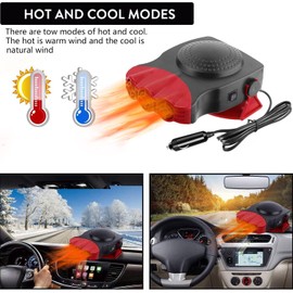 Car Heater,150W 12V Portable Fast Heating Defrost Windshield Defogger,2 in 1 Plug Fast Heating Or Cooling Fan Min for All Car 360 Degree Rotary