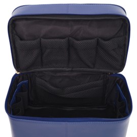 GERMANUS Handgemachte Kosmetiktasche Ina, Kosmetikkoffer und Kulturtasche aus dickem Leder, Blau