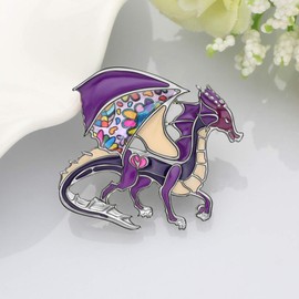 WEVENI Alloy Fantasy Dinosaur Dragon Brooch Enamel Pins for Women Lady Girl Fashion Jewelry Gift (Lilac)