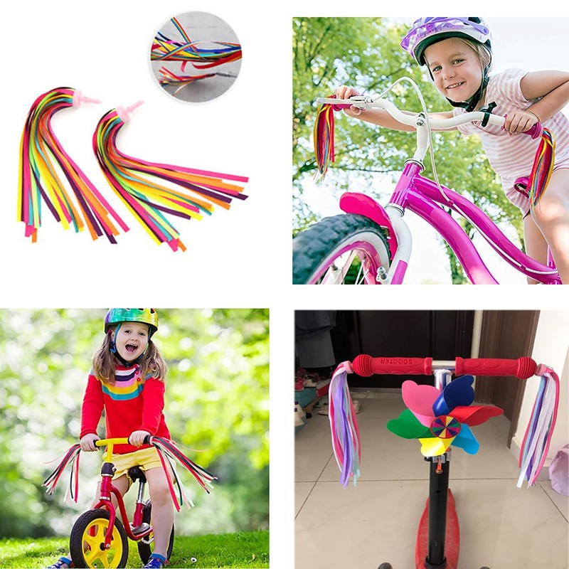 1Pair (2pcs) Bike Handlebar Streamers Bicycle Grips Colorful Polyester Streamers