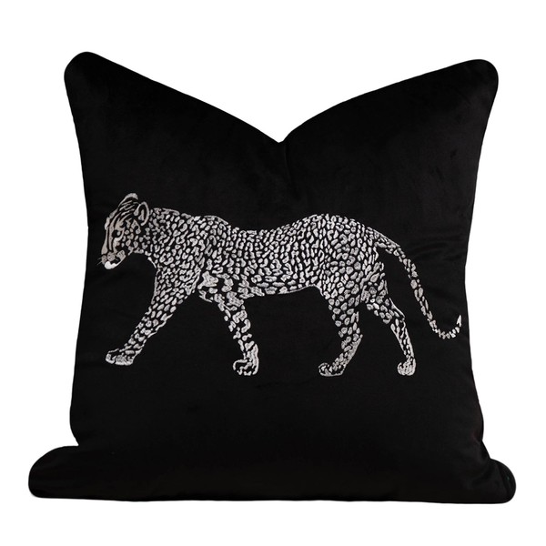 vctops Soft Velvet Embroidery Square Decorative Throw Pillow Covers Leopard