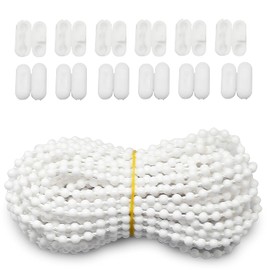 FQTANJU 10 Yards White Roller Blind Bead Chain Cord with 12 PCS of Connectors for Roman Venetian Honeycomb Vertical Shade Blind Cord for Roller Blind Replacement Parts Repair Fittings