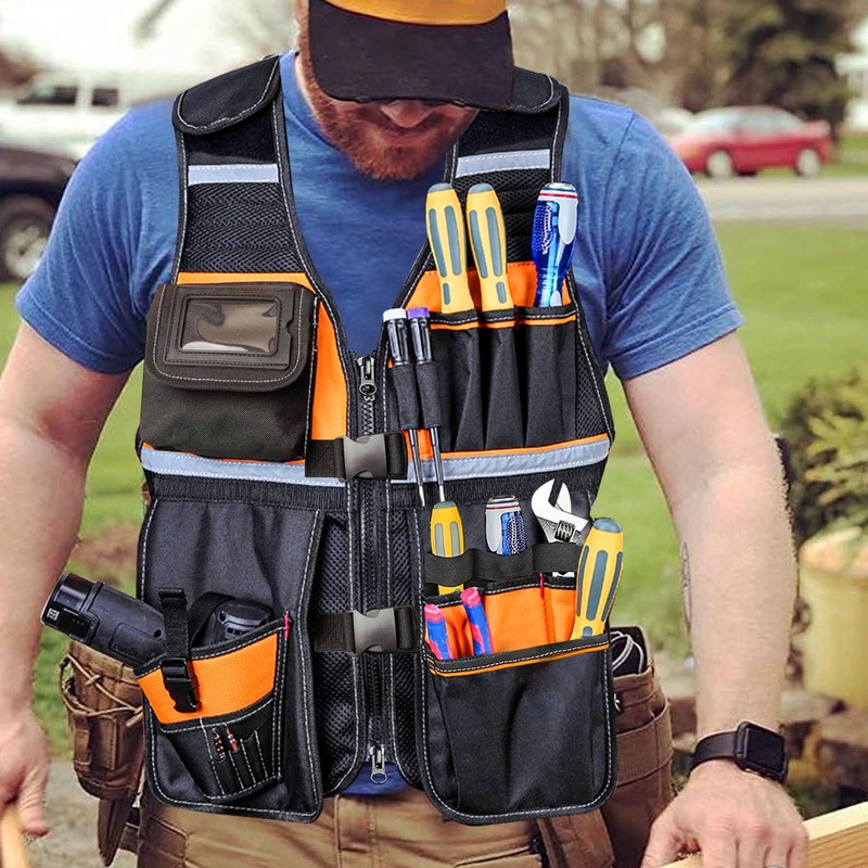 Electrician Tool Vest for Men, Tool Vest Electrician with Molded