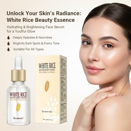 Esencia de Belleza Facial con Arroz Blanco, Suero Hidratante y Luminoso Antienvejecimiento, Suaviza Líneas Finas, Extracto Arroz Natural para Todo Tip
