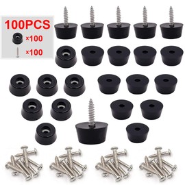 smseace 200PCS Rubber Feet for Cutting Board, 0.31inch H x 0.59inch D, Built-in Stainless Steel Gasket and Screws, Non-Slip Rubber Feet for Furniture, Electronics, Tables, Sofas