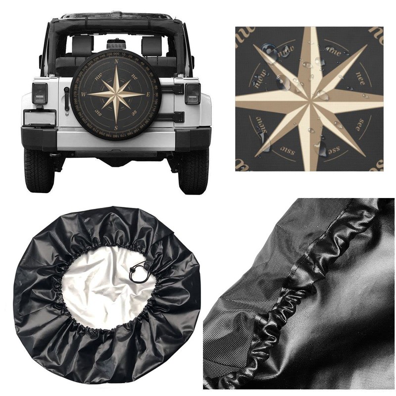 Spare Wheel Tyre Cover, Compass Pattern Print, Universal Waterproof Wheel