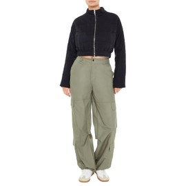 Forever 21 Women's Quilted Zip-Up Cropped Jacket, Black