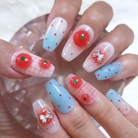 Tomato's daily handmade nail tip - short oval / 토마토의 하루 수제네일팁 - 숏오벌