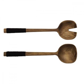 ASA Selection Salad Servers with Black Nylon Handle Wood L 31.20 cm W 8.20 cm H 5.40 cm
