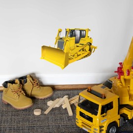 StikArt Yellow Bulldozer Construction Truck Wall Decal (Small)