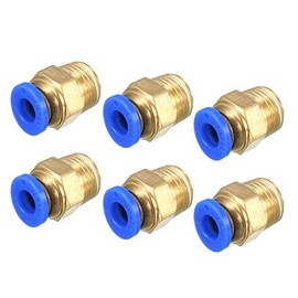 Sourcingmap Air Compressor 1/4PT Male Thread to 6mm Hole Dia Quick Coupler 6Pcs - Gold/Blue