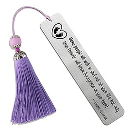 DYJYBMY Friends Will Leave Footprints on Your Heart ,Metal Bookmark, Engraved Bookmark, Teacher Gift, Book Club Gifts, Going Away Goodbye Gift for Best Friends Sisters