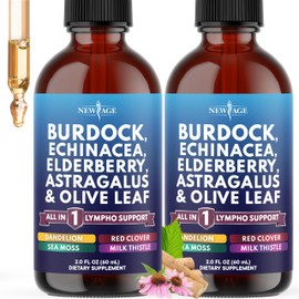 NEW AGE Lymphatic Drainage Supplement - Burdock Lymphatic Support Drops - Burdock Root, Mullein, Echinacea, Elderberry, Dandelion, Astragalus, Milk Thistle, Red Clover - 4 oz