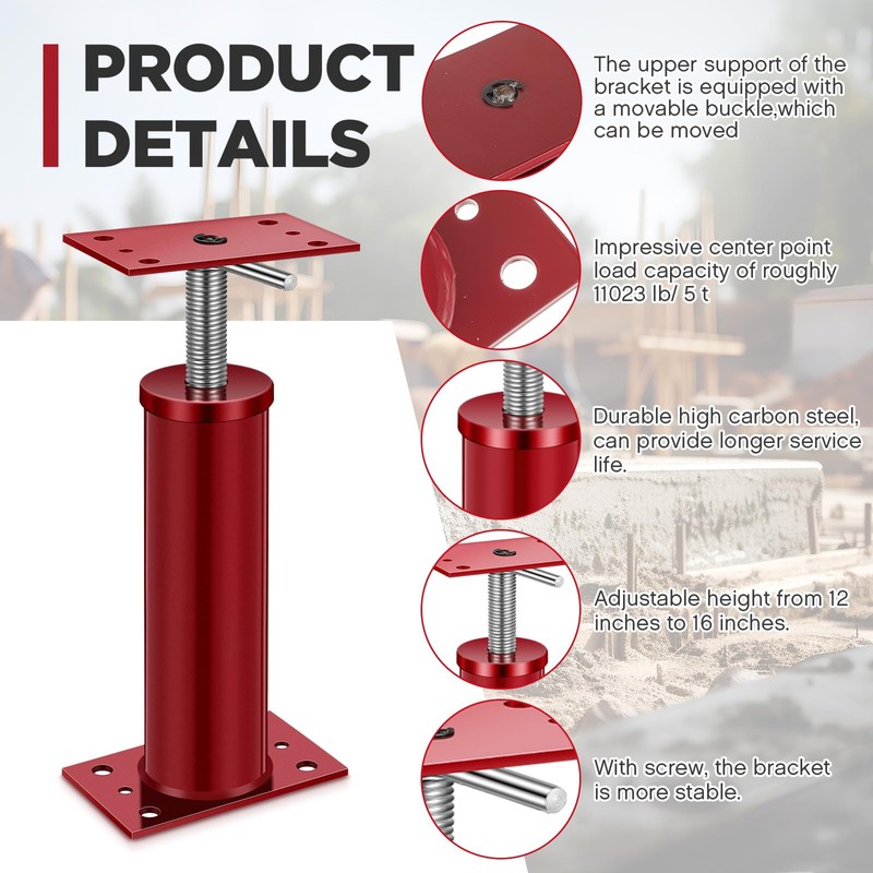 Yaocom 1 Pcs Adjustable Jack Post, 12"-16" Height Range, Basement