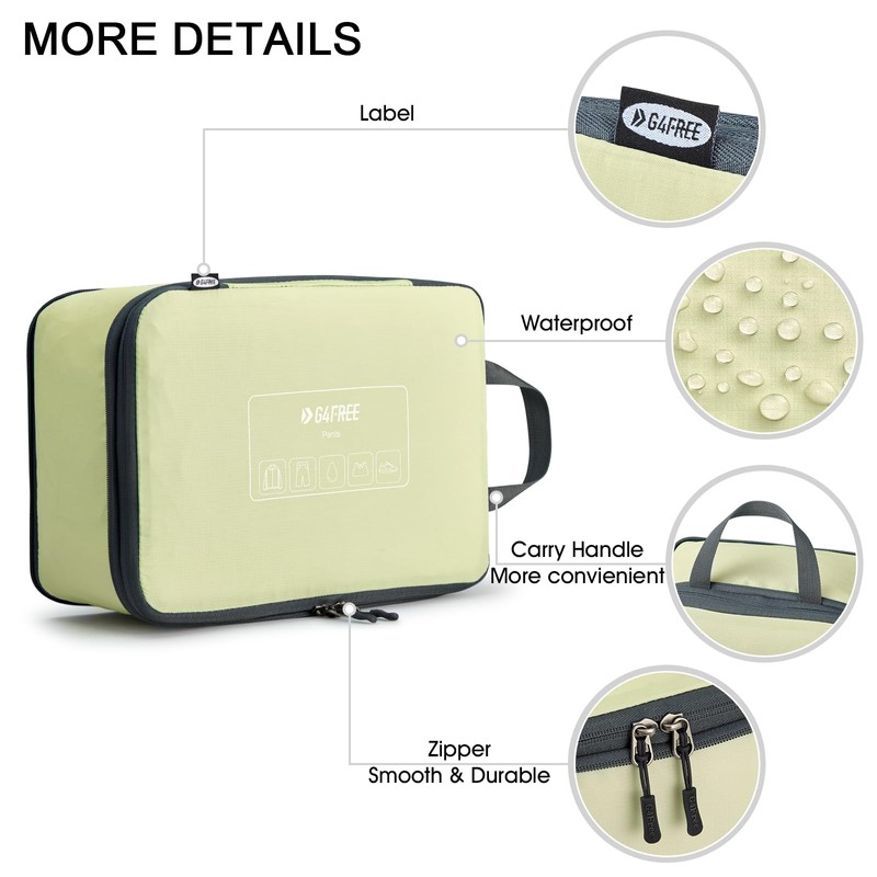 G4Free 6 Sets Compression Packing Cubes, 3 Sizes Waterproof Travel