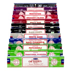 Om Shanti Satya Nag Champa Incense Set SD 12 x 15 gram Packs