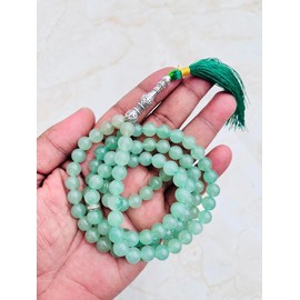Green Aventurine Tasbeeh Muslim Tasbih Favor, Aqeeq Prayer Beads Islamic Misbaha Hakik Sufi Tasbih Green AventurineAgate Masbaha Sebha 98+2 Beads 8MM (Green Aventurine)