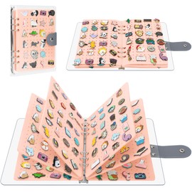 PACMAXI A5 Enamel Pin Display Book, Clear PVC Cover, Portable Travel Pins Organizer Book (Accessories Not Included) (Pink)