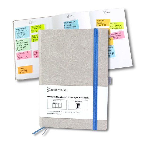 zettelweise Das agile Notizbuch (A5) mit Kanban-Board | 300 Klebezettel