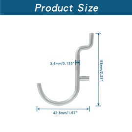 LifCratms 100Pcs Metal Pegboard J Hooks, 1/4" Pegboard Wall Display Assortment Peg Board Storage Hangers Accessories for Hanging Tools Jewelry Necklaces Keys