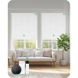 Allesin Motorized Blinds with Remote Smart Blackout Roller Shades | All-in-One & Ultra-Quiet Automatic Electric Power Blinds for Home Office, Cloud-Patterned 34x72
