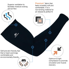 AetherGear Compression Athletic Arm Sleeve Premium 4 Pack (2 Pairs) - Premium Material Sports Arm Sleeves Cover Men and Women for Volleyball, Baseball, Basketball, Outdoors, UV Sun Protection (Black)