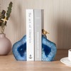 Yougoals Blue Agate Bookends for Shelves, Geode Crystal Book Ends