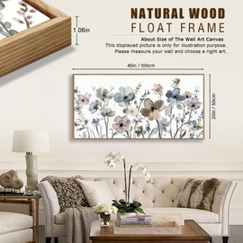 NINEASO Flowers Framed Canvas Wall Art - Cream White Flowers Pictures Abstract Beige Floral Wall Decor Botanical Painting Print Artwork Living Room Bedroom Home Office Decorations 20" x 40" Natural