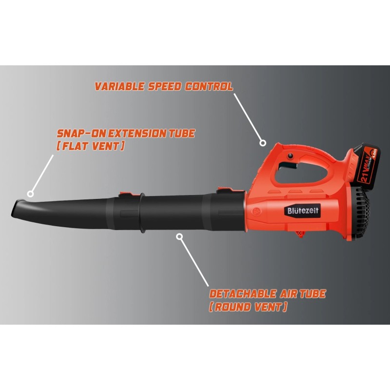 Blütezeit Cordless Leaf Blower Electric 4.0Ah Battery Power for Lawn