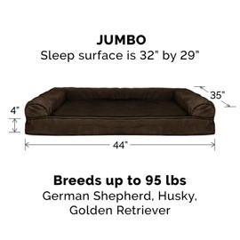 Furhaven Pet - Plush Faux Fur and Suede Sofa-Style Dog Bed and Mid-Century Modern Dog Bed Frame for Dogs and Cats - Multiple Sizes, Styles, and Colors