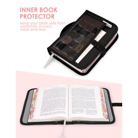 heouvo Bible Cover Case for Women with No Bleed Highlighters Pens and Bible Tabs, Large Bible Bag Case with Add-On Book Cover, Bible Study Supplies Bible Journaling Kit