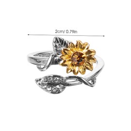 FOMIYES Sunflower Open Ring with Rhinestones Adjustable Finger Decoration for Women for Birthdays Weddings and Festivals Jewelry for Teens and Adults