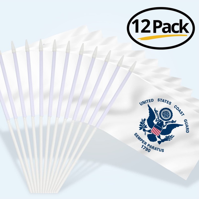 Anley US Coast Guard Mini Flag 12 Pack - Hand