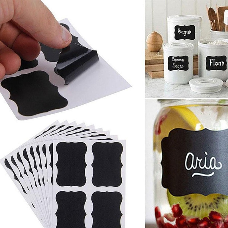 32 Waterproof Chalkboard Labels Reusable Blackboard Stickers Kit to Decorate