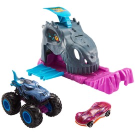 Hot Wheels Monster Truck Pit & Launch Playsets with a 1 Monster Truck & 1 Hot Wheels 1:64 Scale Car, Great Gift for Kids Ages 4 Years & Older