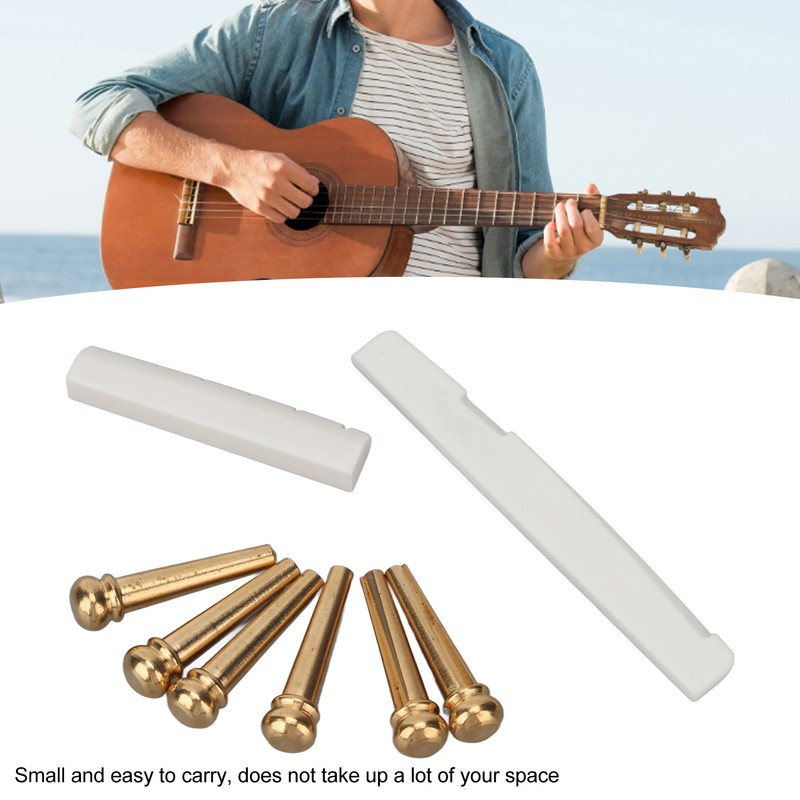 Bridge Pins Saddle Nut Set Replacement Bone Saddle Nut Brass