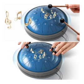 FOUR UNCLES Rain Drum for Outside, Steel Tongue Drum -6 Inch 8 Notes - Hand Pan Drums with Travel Bag,Music Book & Mallets, Musical Instruments Gifts for Family and Friends