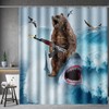 Aimego Funny Shower Curtains Shark Bear Shower Curtain Set with