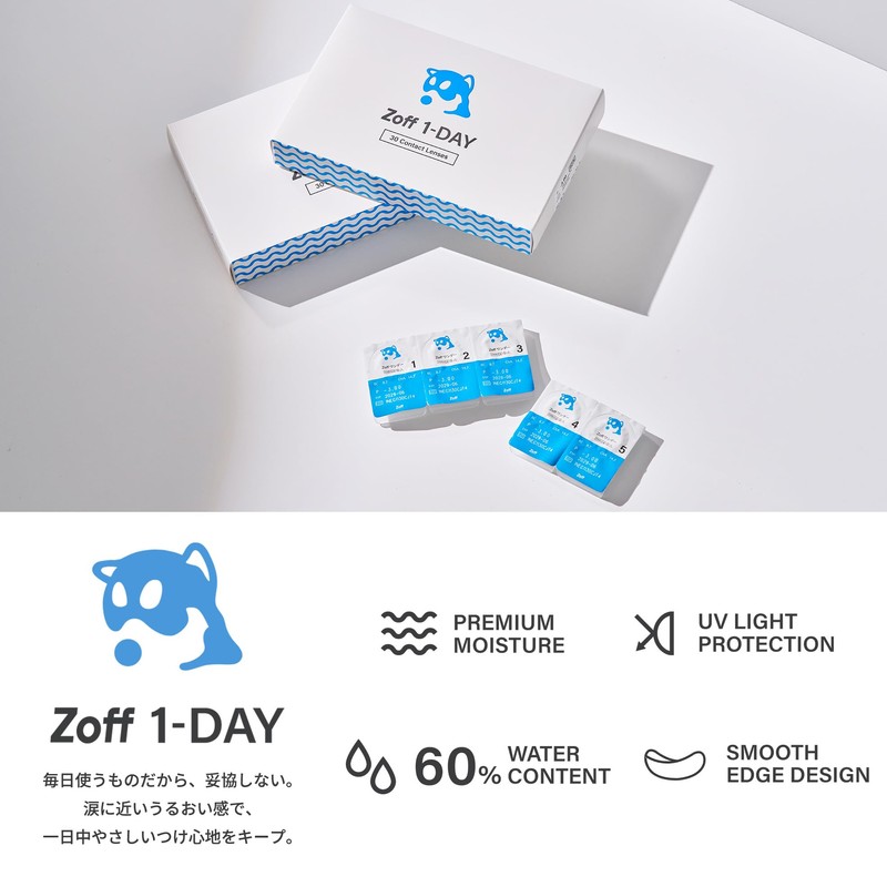 Zoff 1-Day One-Day Contacts, 30 Sheets per Box, [High Water