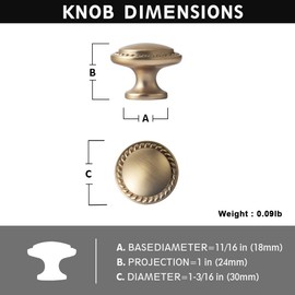 Yanxia Set of 12 Modern Champagne Bronze Cabinet Knobs with Wheatear Border – Classic Round Design for Kitchen Drawers Contemporary Dresser Handles