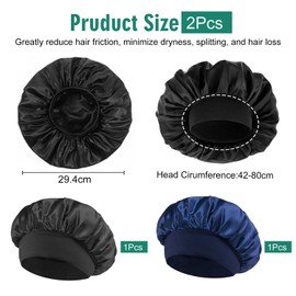 YSDYY 2 Pieces Satin Nightcap, Elastic Nightcap, Fashionable And Simple Nightcap, Suitable For Sleeping, Bathing, Skin Care, Makeup
