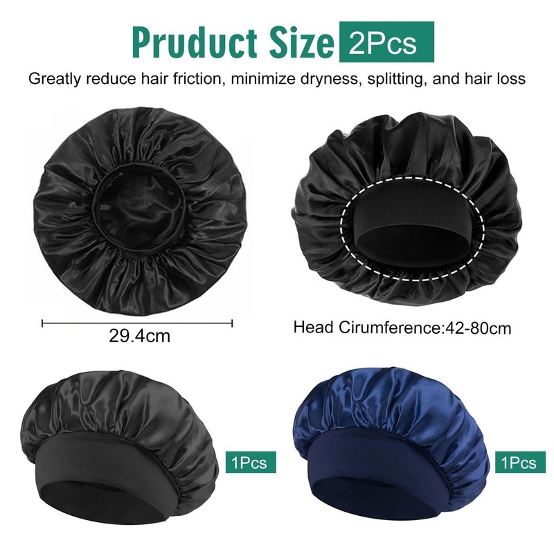 YSDYY 2 Pieces Satin Nightcap, Elastic Nightcap, Fashionable And Simple