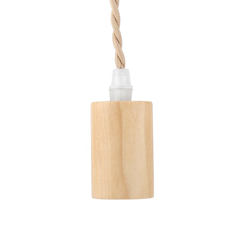 E27 Vintage Country Style Black Simple Wood Pendant Ceiling Lamp