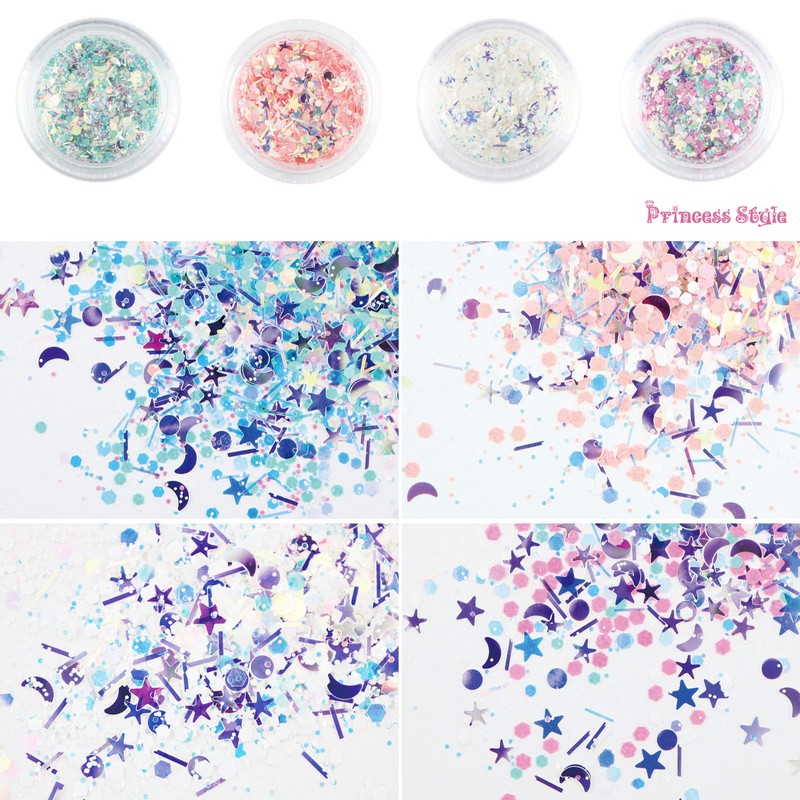Princess-style Unicorn Glitter Nail Resin Glitter Hologram Moon Star Pastel