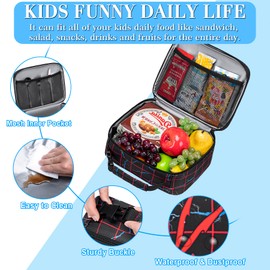 FunnyGifts Kids Lunch Bag with Snack Bag for Boys Girls Insulated Lunch Box for School Work Pinic For Back to School Reusable Freezable Small Cooler Bag for Elementary Kindergarten Primary