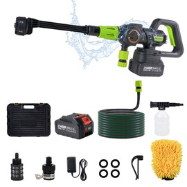 NYEONHRT 1100PSI Portable Cordless Pressure Washer - Powerful Brushless Motor, 4.0Ah Long-Lasting Battery, 3 Pressure Levels, 6-in-1 Nozzle, Foam Cannon, Perfect for Car Yard Cleaning Garden Watering