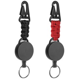 HOTUT Retractable Keychain,2Pack Badge Reel Retractable Heavy Duty Badge Holders Retractable ID Badge Reel with 24” Steel Retractable Cord,Bearing 5.0 oz, for Offices,Homes and Outdoor