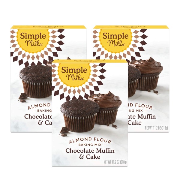 Simple Mills Almond Flour Baking Mix, Chocolate Muffin & Cake Mix - Gluten Free, Plant Based, Paleo Friendly, 11.2 Ounce (Pack of 3)